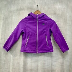 Snozu Girls XS 5/6 Purple Fleece Lined Hooded Jacket Rain Wind Breaker